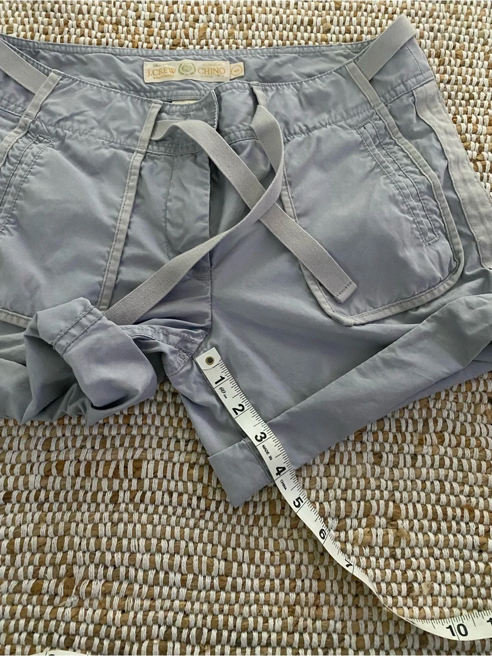 Vintage J.Crew City Fit Utility Shorts Blue Gray Roll Tab Sz 4